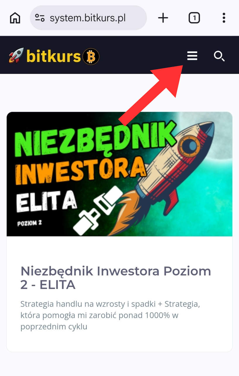 Strona główna bitkurs.pl z przyciskiem Zaloguj