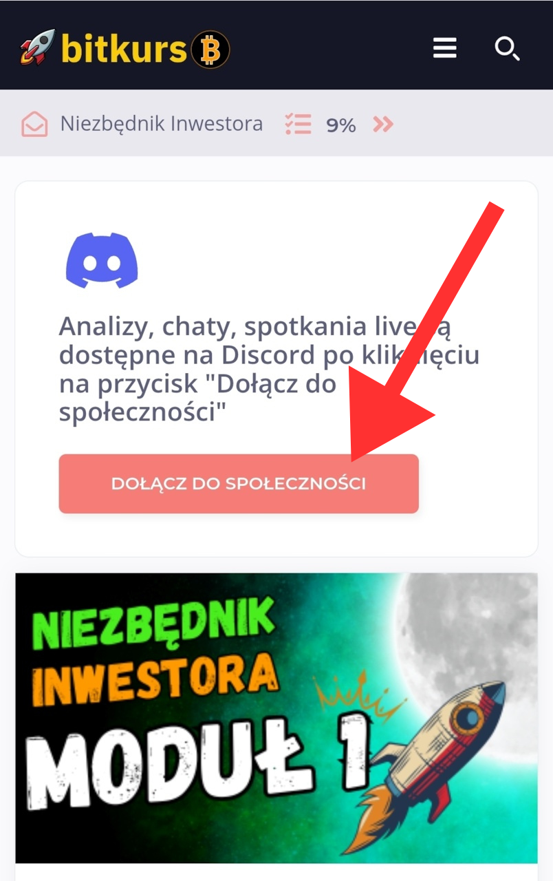 Strona główna bitkurs.pl z przyciskiem Zaloguj