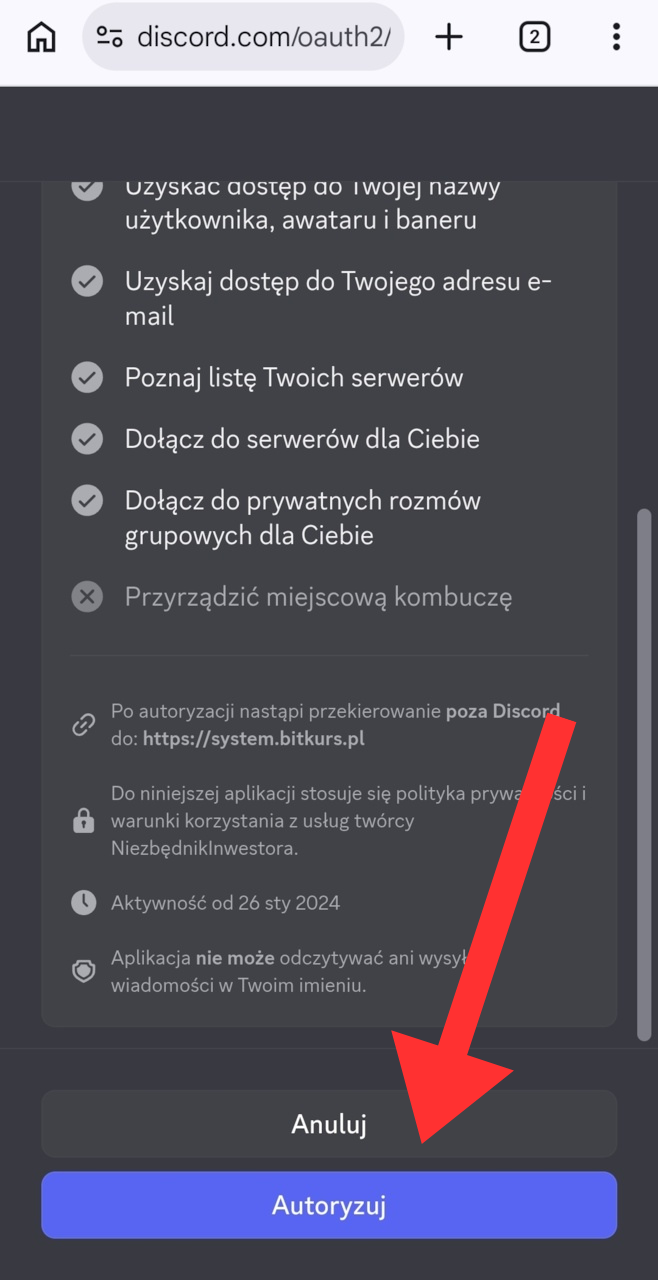 Strona główna bitkurs.pl z przyciskiem Zaloguj